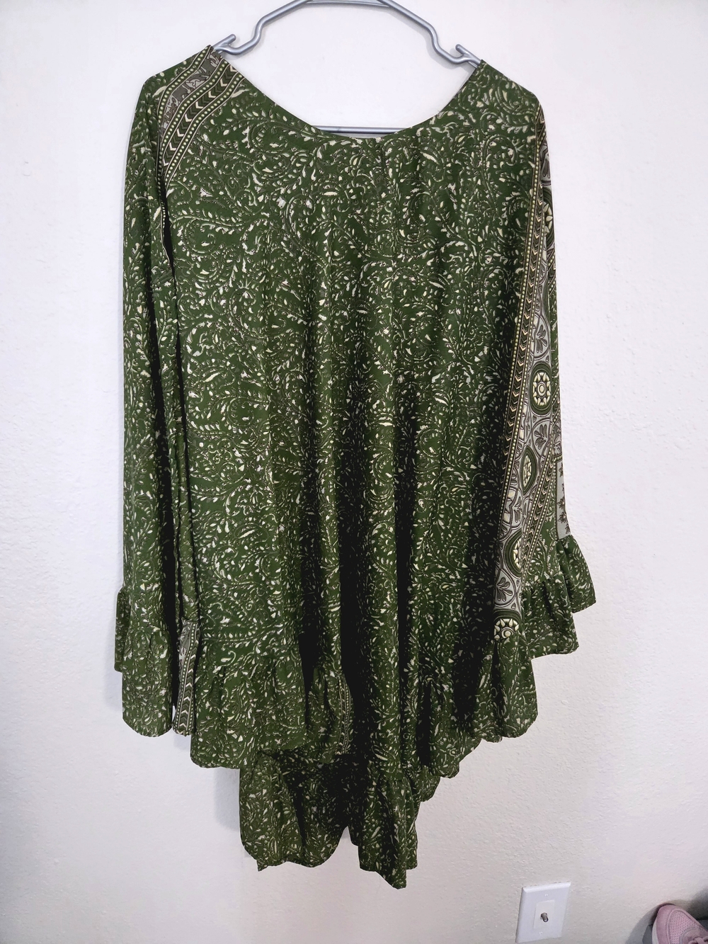 KANTHA BAE Green Printed Women's Side-open Tunic Blouse